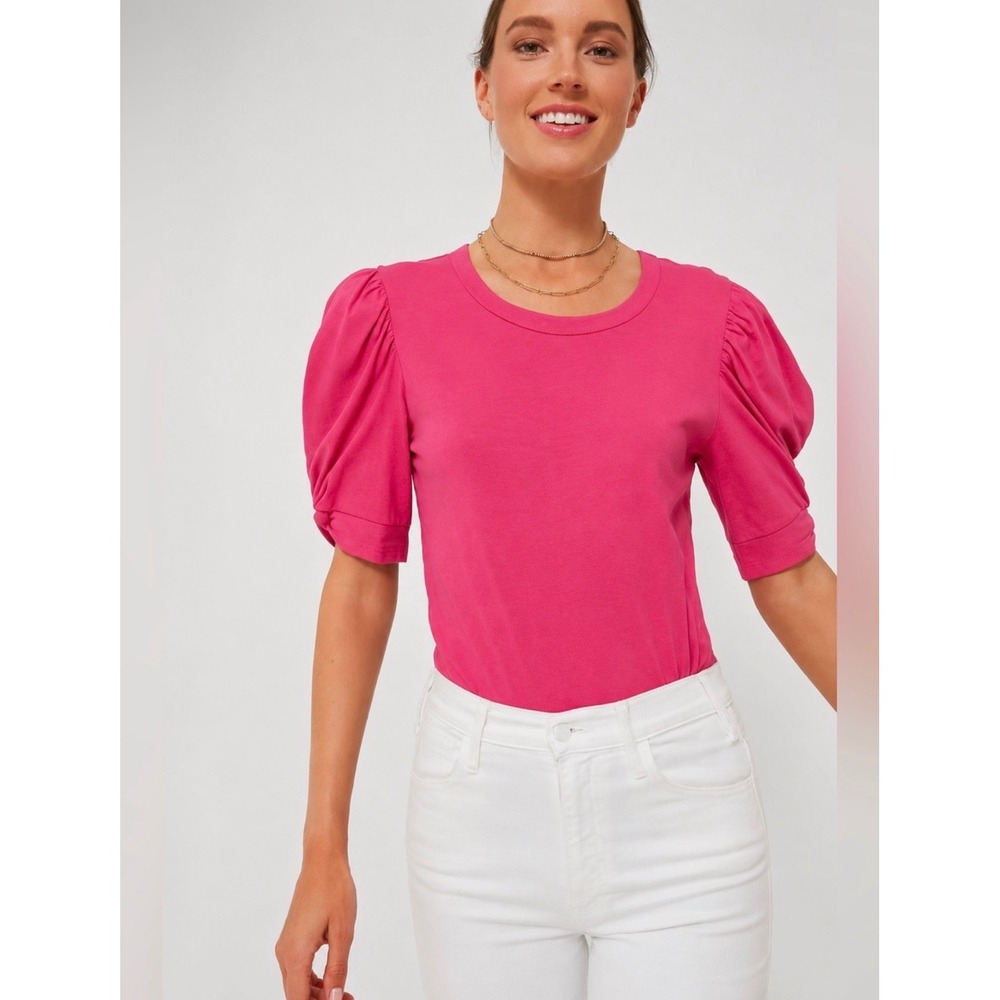Pomander Place Hot Pink Puff‎ Sleeve Knit Top XS